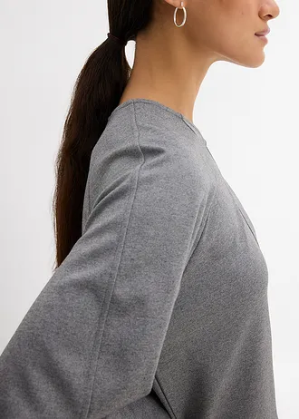 T-shirt manches longues en Punto di Roma confortable • gris chiné • Boutique bonprix