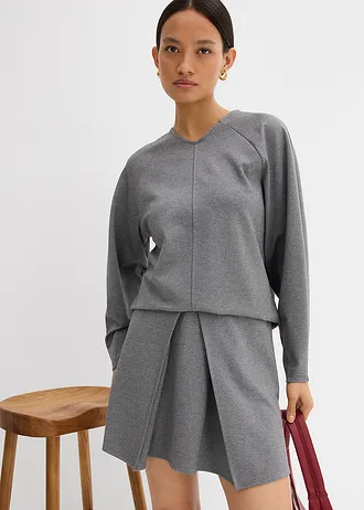 Mini-jupe en Punto di Roma confortable • gris chiné • Boutique bonprix