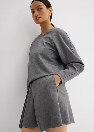 Mini-jupe en Punto di Roma confortable • gris chiné • Boutique bonprix