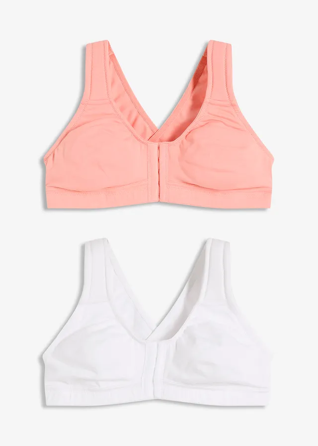 Sutien fără armătură cu închidere în față, cu bumbac organic (set/2 buc.)