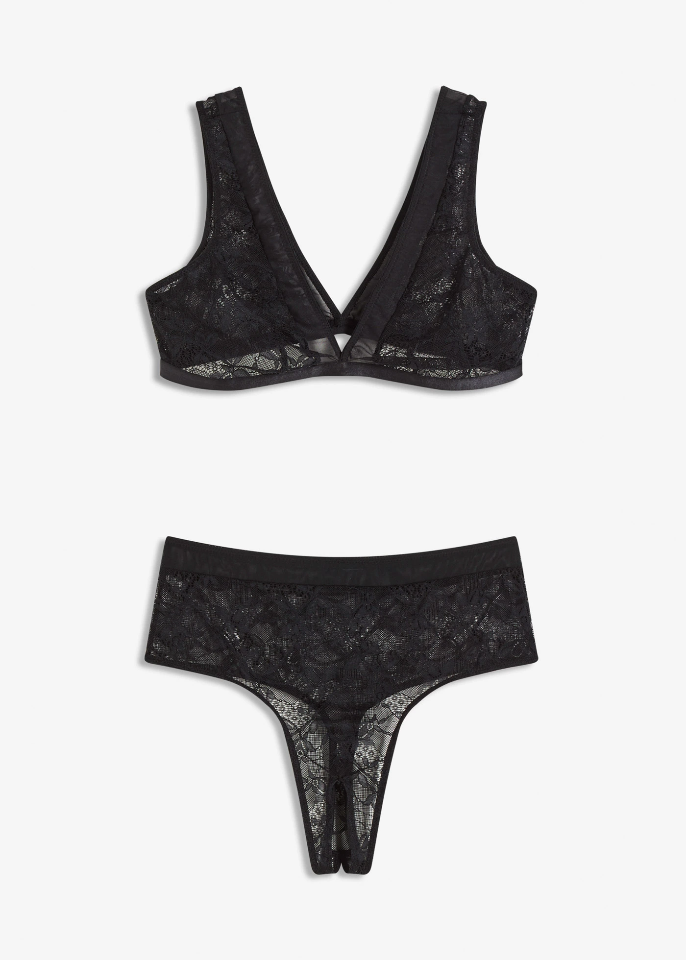Bralette + taillestring (2-dlg. set) • zwart • bonprix online shop