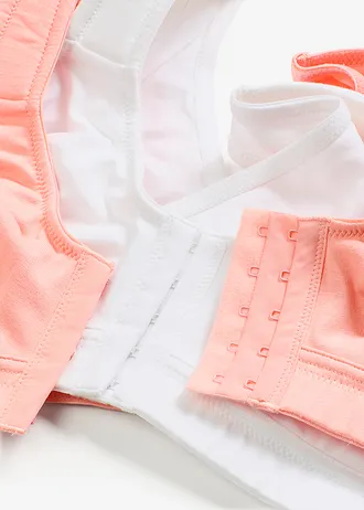 Podprsenka bez kostic, s předním zapínáním a organickou bavlnou (2 ks v balení) • bílá-lososově růžová • bonprix obchod