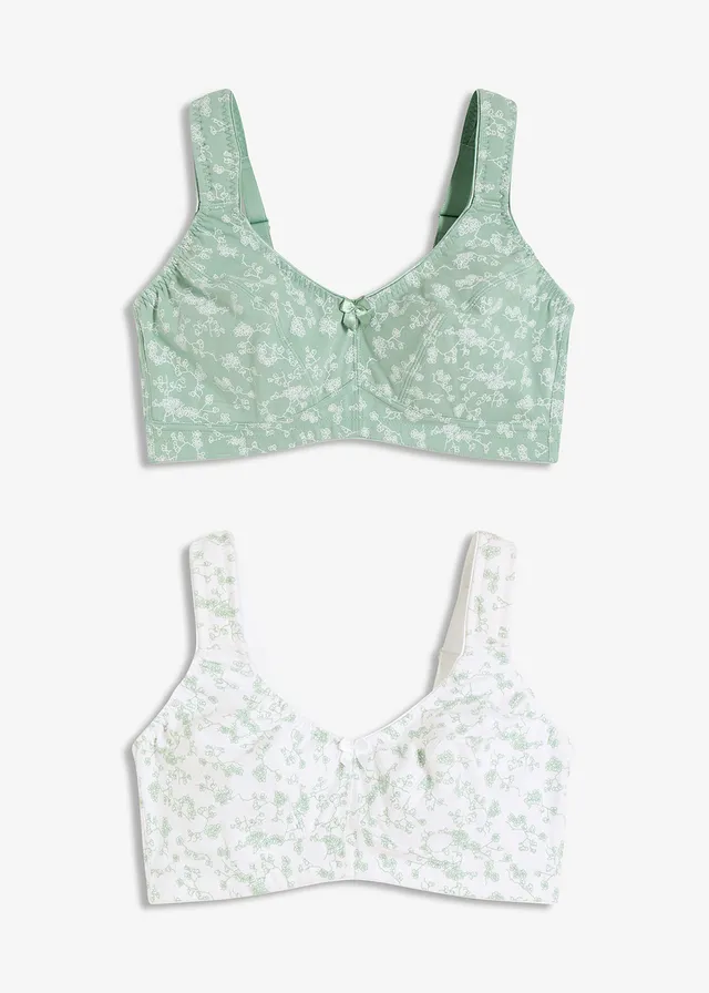 Sutien fără armătură cu bumbac organic moale (set/2 buc.)