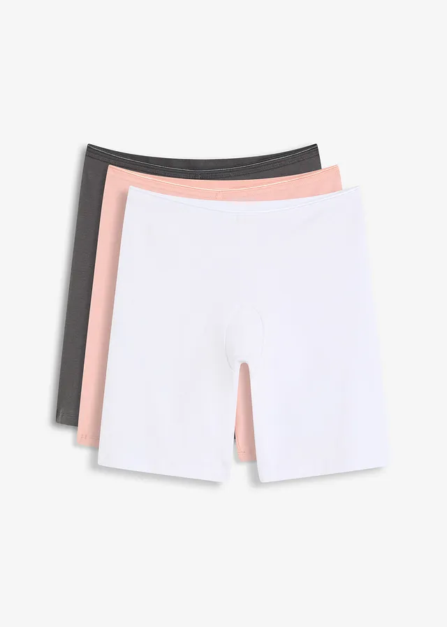 Lange damesboxer met biologisch katoen (set van 3), Kleur: antiek roze-leisteengrijs-wit
