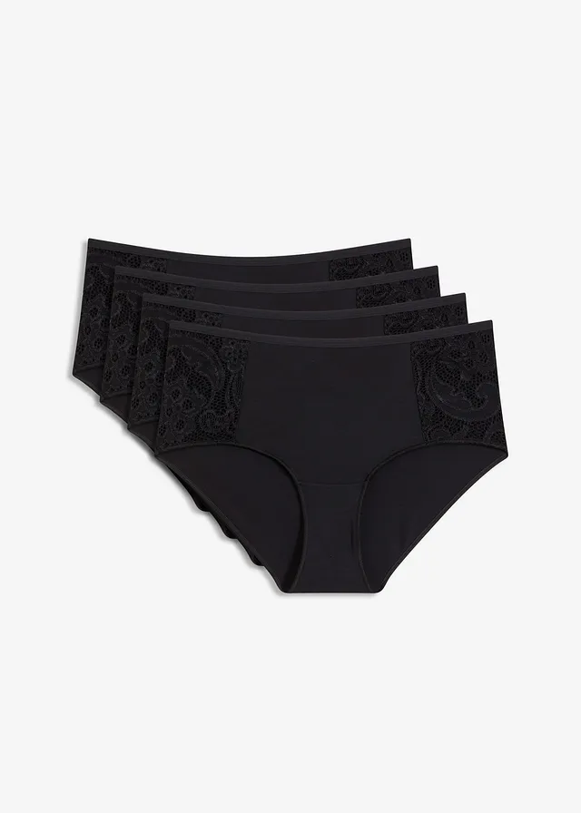 Lot de 4 culottes Maxi en modal doux, Couleur: noir