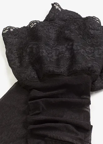 Pończochy z paskami i koronką, 20 den • czarny • sklep bonprix