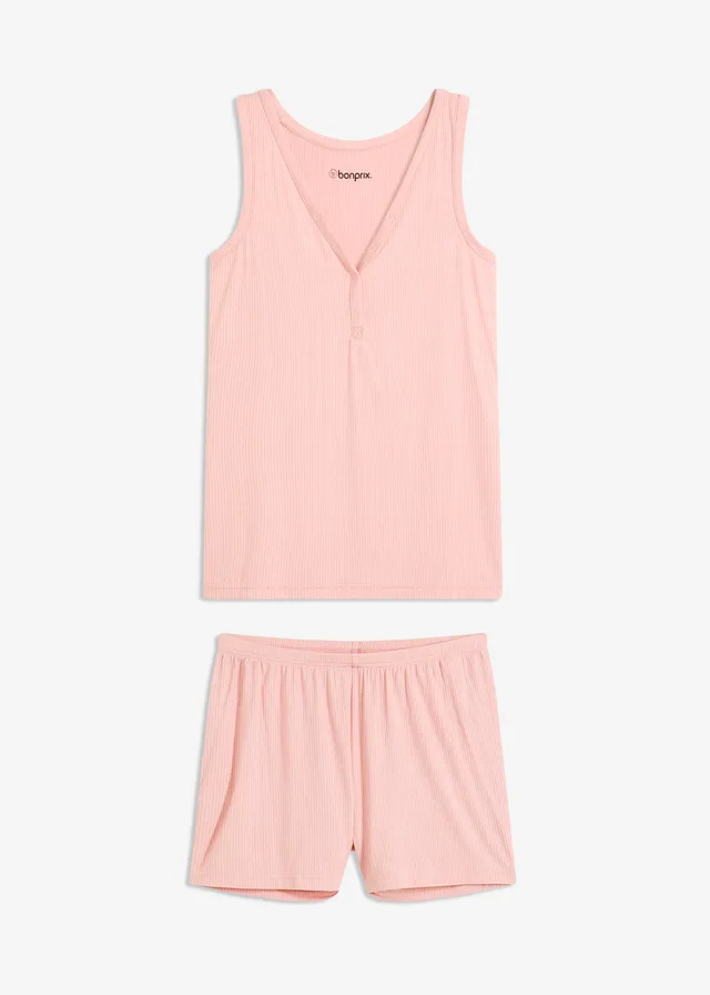 Pijama scurtă din material ripsat moale