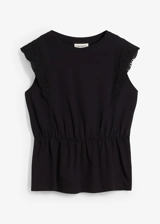 T-shirt avec détails en broderie anglaise