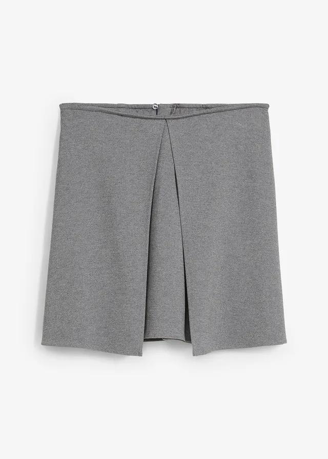 Mini-jupe en Punto di Roma confortable • gris chiné • Boutique bonprix