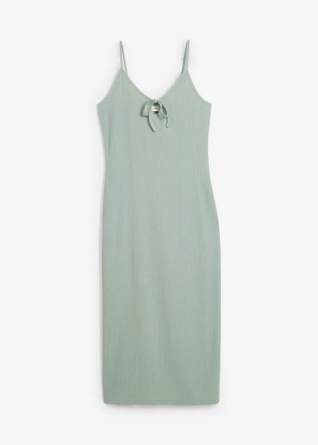 Robe midi en crêpe léger, Couleur: vert fumé