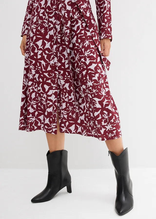 Robe-chemise en viscose fluide • rouge rubis-parme floral • product-page.page-title-suffix