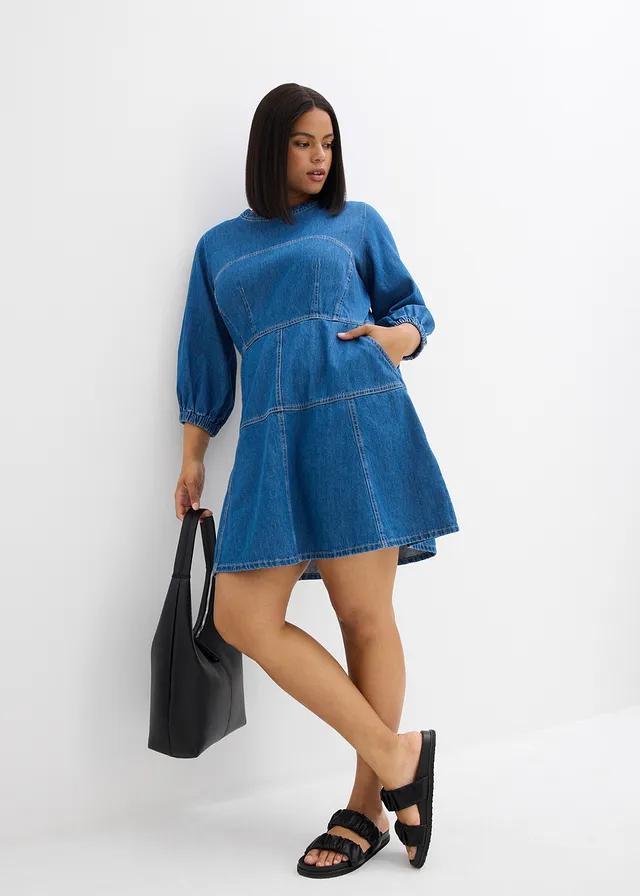 Robe en jean 100% coton, Couleur: bleu stone