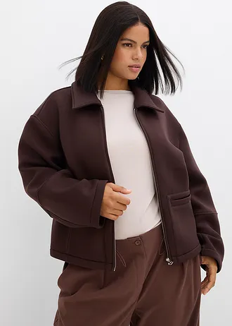 Rövid dzseki Scuba anyagból, szín: sötétbarna