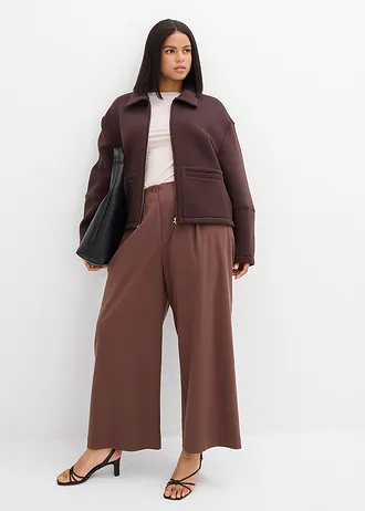 Krátká bunda z materiálu scuba, barva: tmavě hnědá