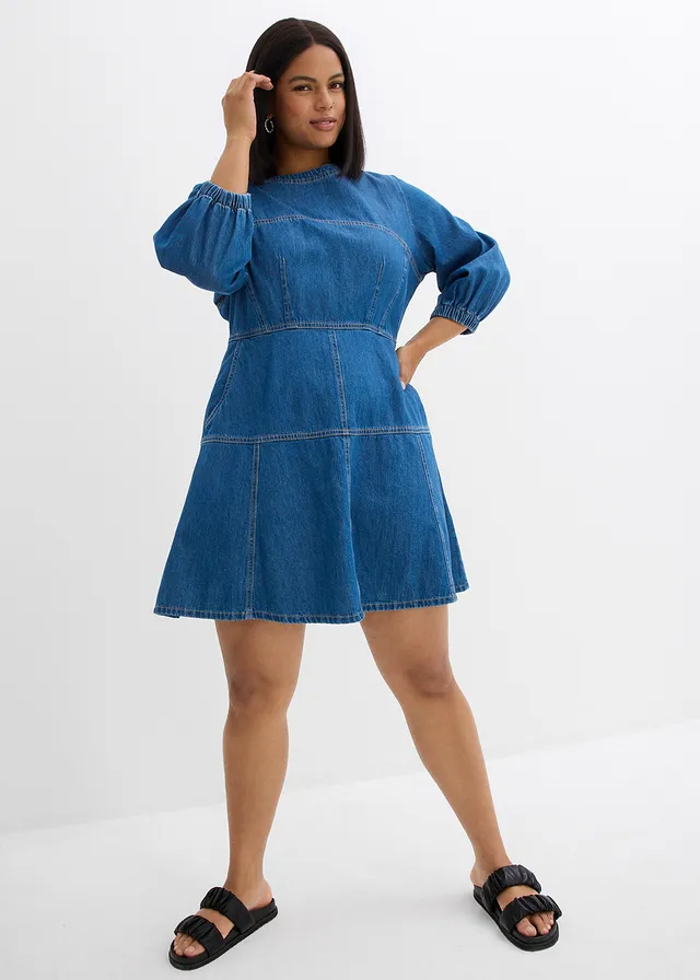 Robe en jean 100% coton, Couleur: bleu stone
