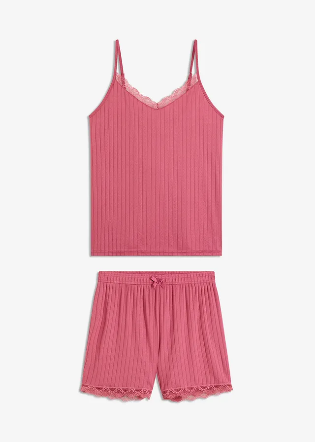 Pijama cu pantaloni scurți din jerse moale Pointelle