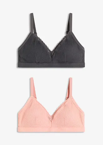 Bralette zonder beugels met gevulde cups en biologisch katoen (set van 2)