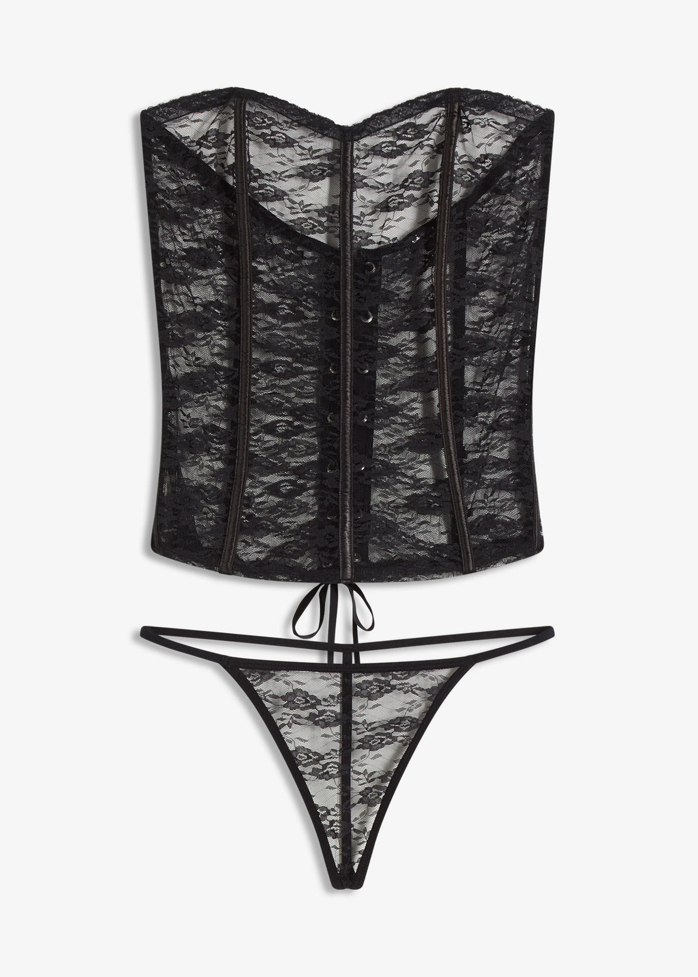 Guêpière et string en dentelle (ens. 2 pces) • noir • Boutique bonprix