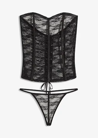 Bustier en slip van kant (2-dlg. set) • zwart • bonprix online shop