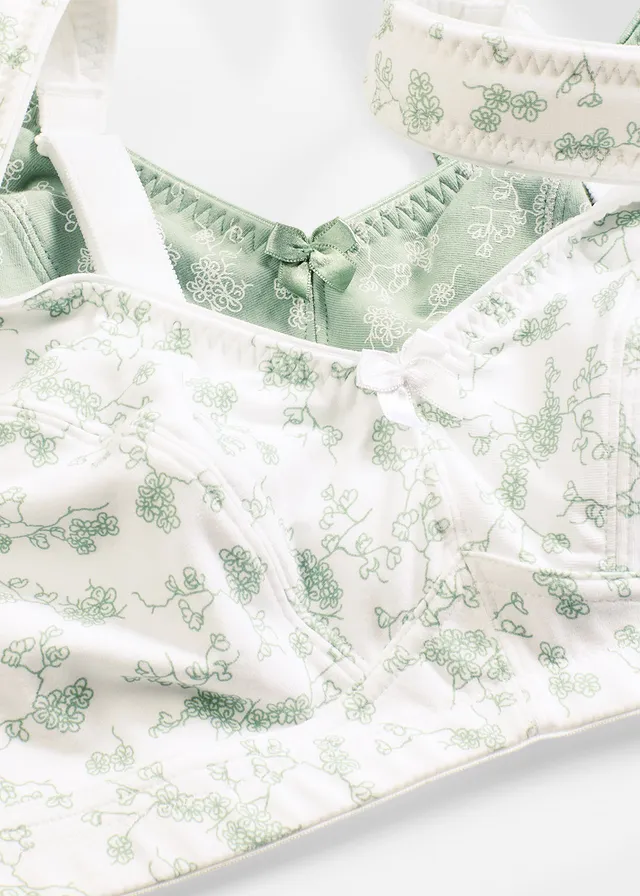 Bh zonder beugels (set van 2) met biologisch katoen • pastelgroen + wit gebloemd • product-page.page-title-suffix