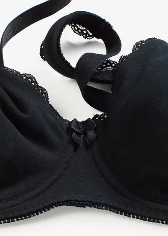 Sutien minimizer pentru tricouri, cu armătură și bumbac organic (set/ 2 buc.) • 2x negru • magazin bonprix