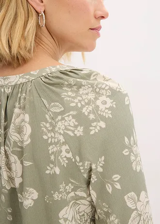 Blouse-tunique imprimée • gris vert-naturel floral • Boutique bonprix