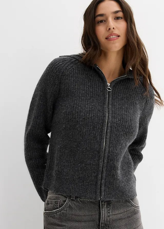 Gilet en maille à capuche • anthracite chiné • product-page.page-title-suffix
