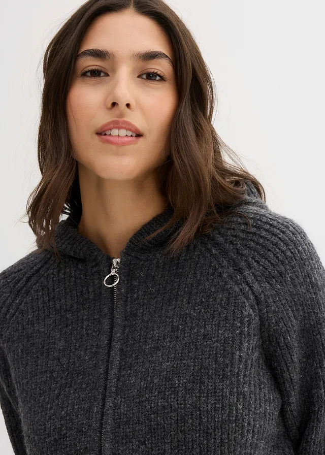 Gilet en maille à capuche • anthracite chiné • product-page.page-title-suffix