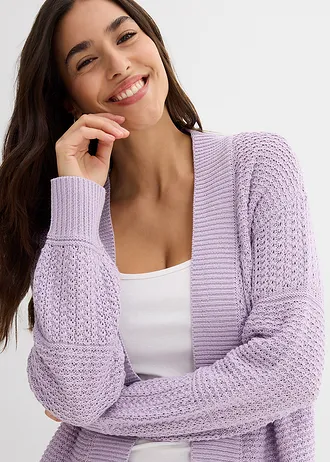 Dlouhý pletený kabátek • jemně šeříková • bonprix obchod