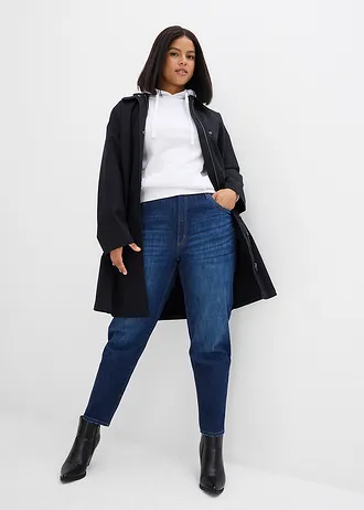 Mom džíny, High Waist, zkrácené, barva: tmavě modrý denim