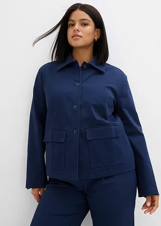 Krátká bunda na podzim/jaro, z elastické směsi s organickou bavlnou, barva: tmavě modrá