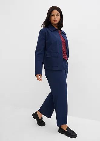 Krátká bunda na podzim/jaro, z elastické směsi s organickou bavlnou, barva: tmavě modrá