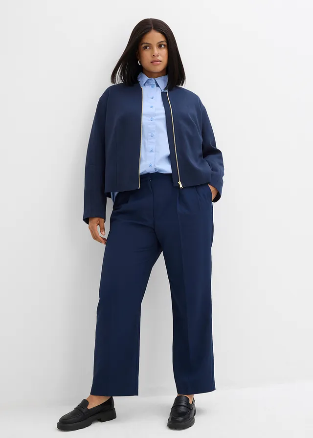 Blouson doux en viscose mélangée, Couleur: bleu foncé