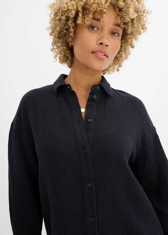 Overhemdblouse van mousseline • zwart • product-page.page-title-suffix
