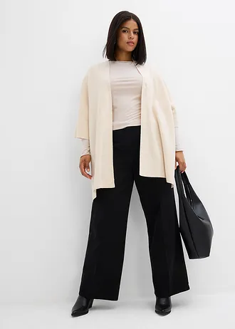 Capă tricotată oversized, culoare: bej-prund melanj