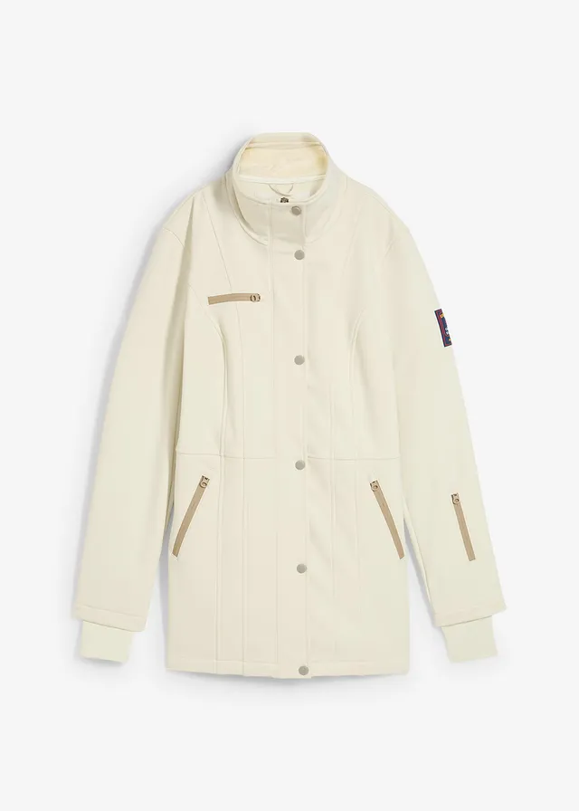 Longue parka en softshell extensible et déperlant • beige • Boutique bonprix