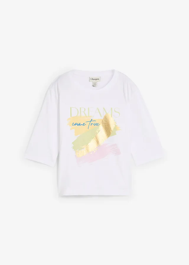 T-shirt 100% coton, Couleur: blanc graphique
