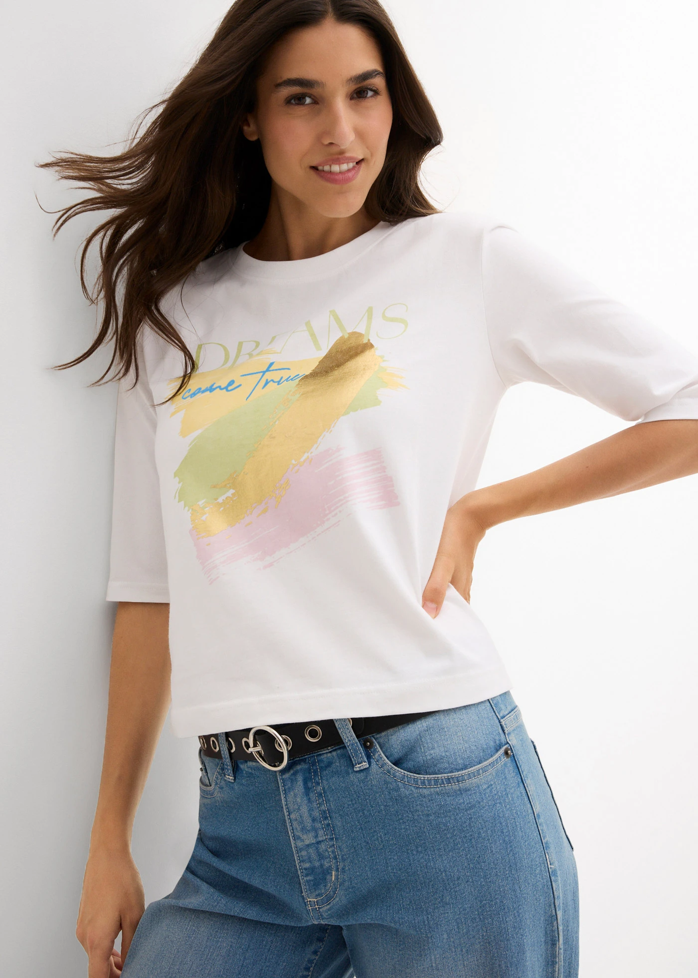 Tričko z čisté organické bavlny • bílá s grafickým potiskem • bonprix obchod