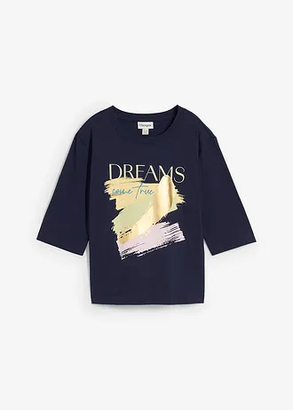 T-shirt van puur biologisch katoen, Kleur: donkerblauw grafische print