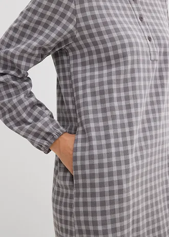 Minišaty z čisté bavlny • kouřově šedo-stínová šedá kostkovaná • bonprix obchod