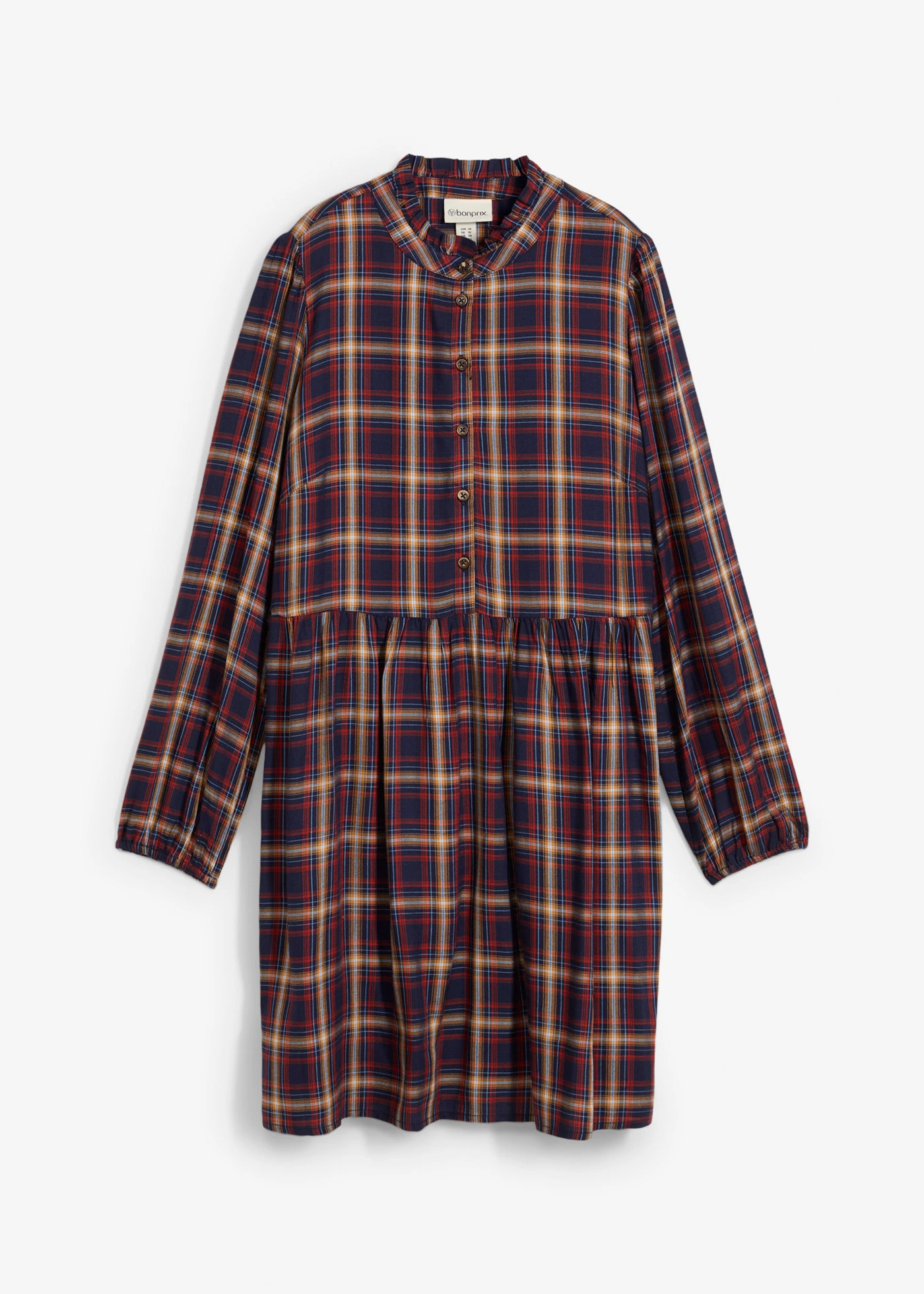 Minišaty z měkké viskózy • tmavě modro-středně modro-krémově béžovo-rezavě hnědo-přírodní bílá kostkovaná • bonprix obchod