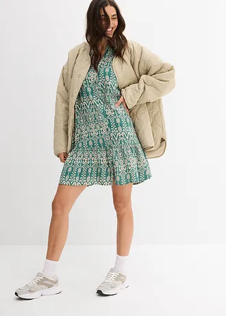 Tunikové šaty z měkké viskózy • šedozeleno-křídově béžová s potiskem • bonprix obchod