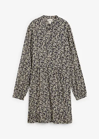 Robe courte en viscose fluide • anthracite-beige galet floral • Boutique bonprix