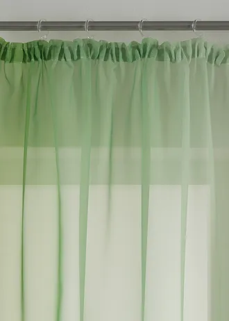 Gordijn van lichte voile, ook verkrijgbaar in extra lang (2 stuks), Kleur: groen