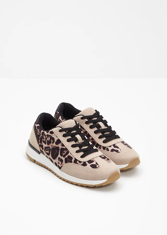 Sneakers détails léopard, Couleur: beige léopard