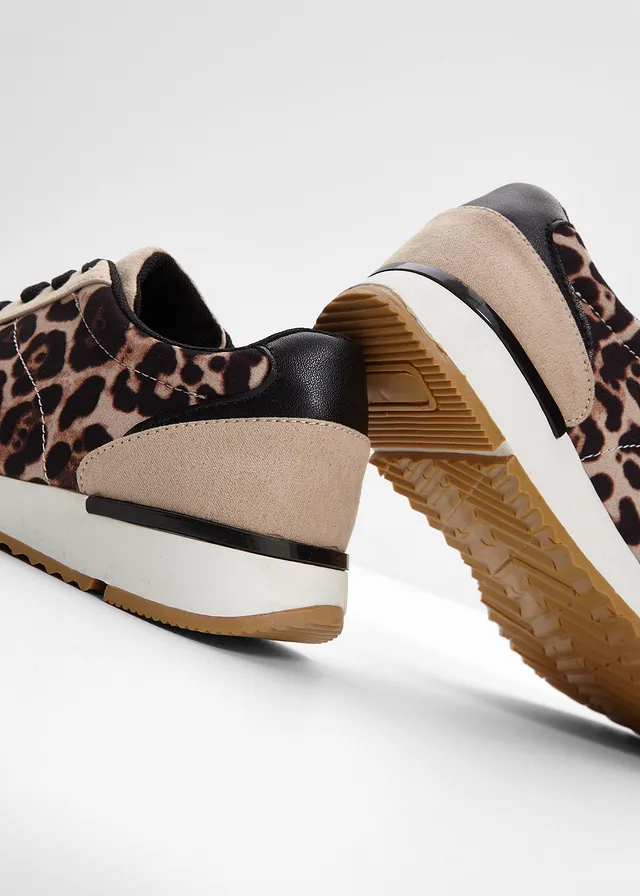 Sneakers détails léopard, Couleur: beige léopard