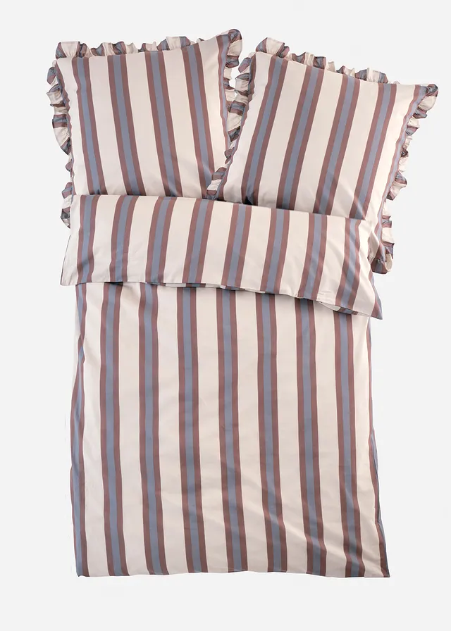 Posteľná bielizeň, pásikovaná, s volánmi