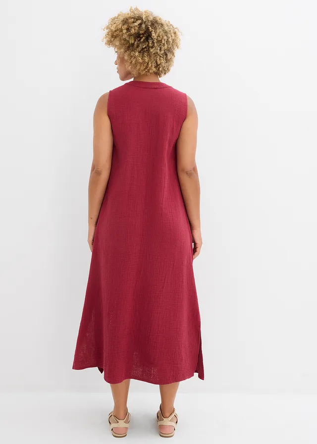 Jurk van mousseline, Kleur: pruimrood