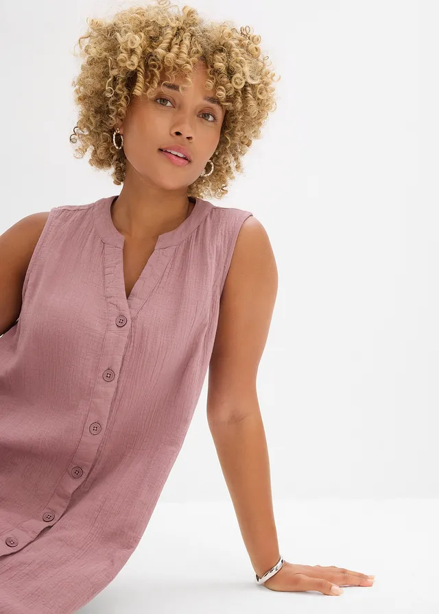 Robe blouse en gaze de coton • violet mat • product-page.page-title-suffix