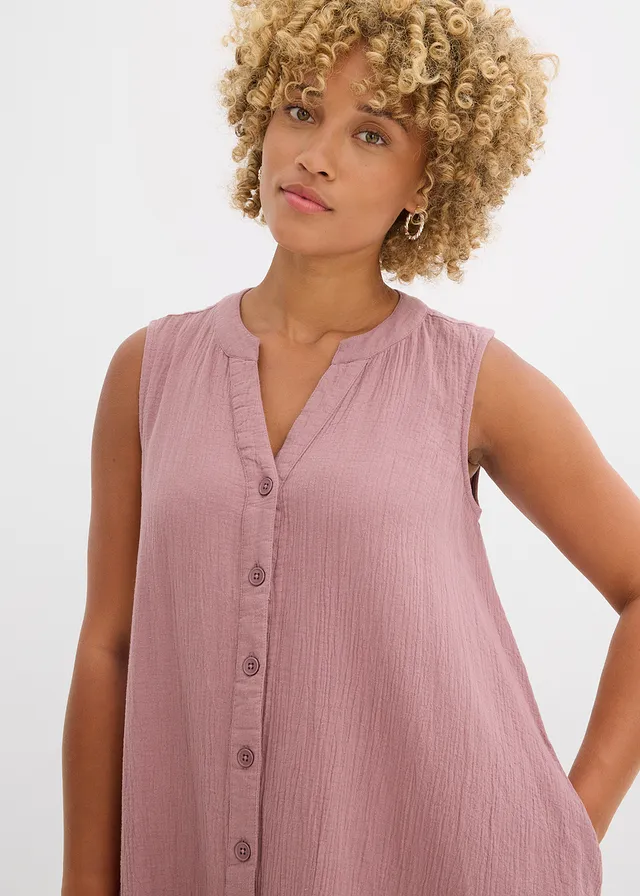 Robe blouse en gaze de coton • violet mat • product-page.page-title-suffix